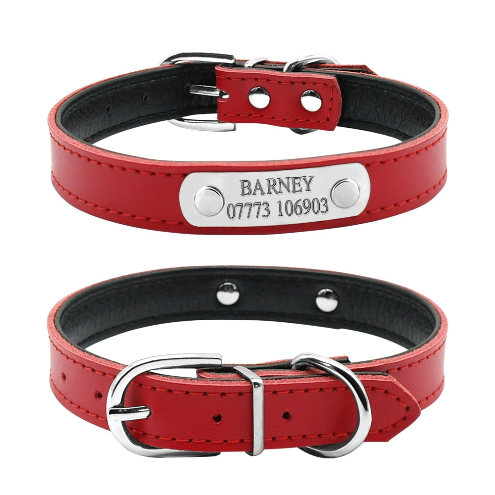 Leather Cat Collar Personalized Cat Collar For Puppy Small Dogs Pet Kitten Nameplate Collar Free Engraving Adjustable