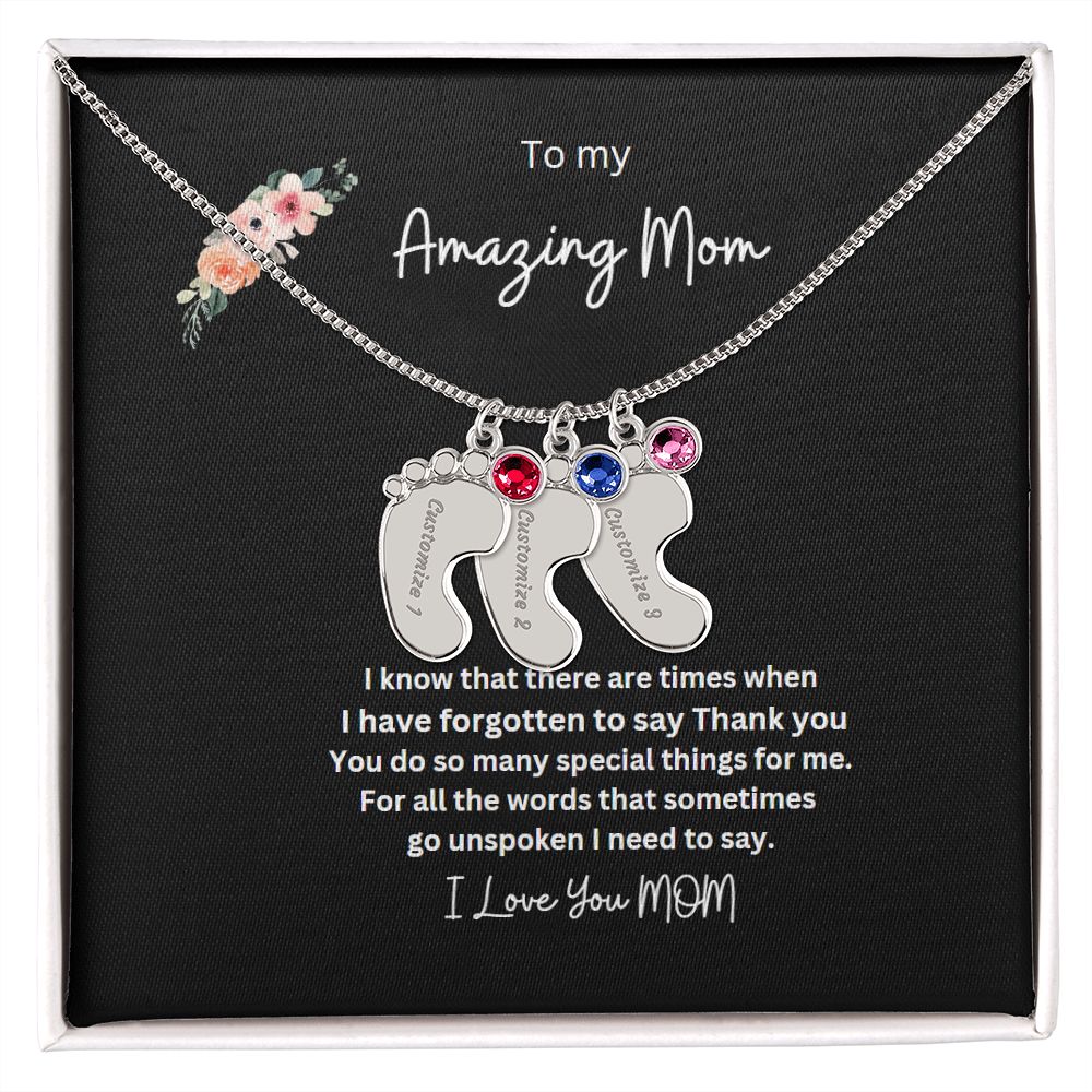 Engraved Baby Feet Necklace  Now 50 % off