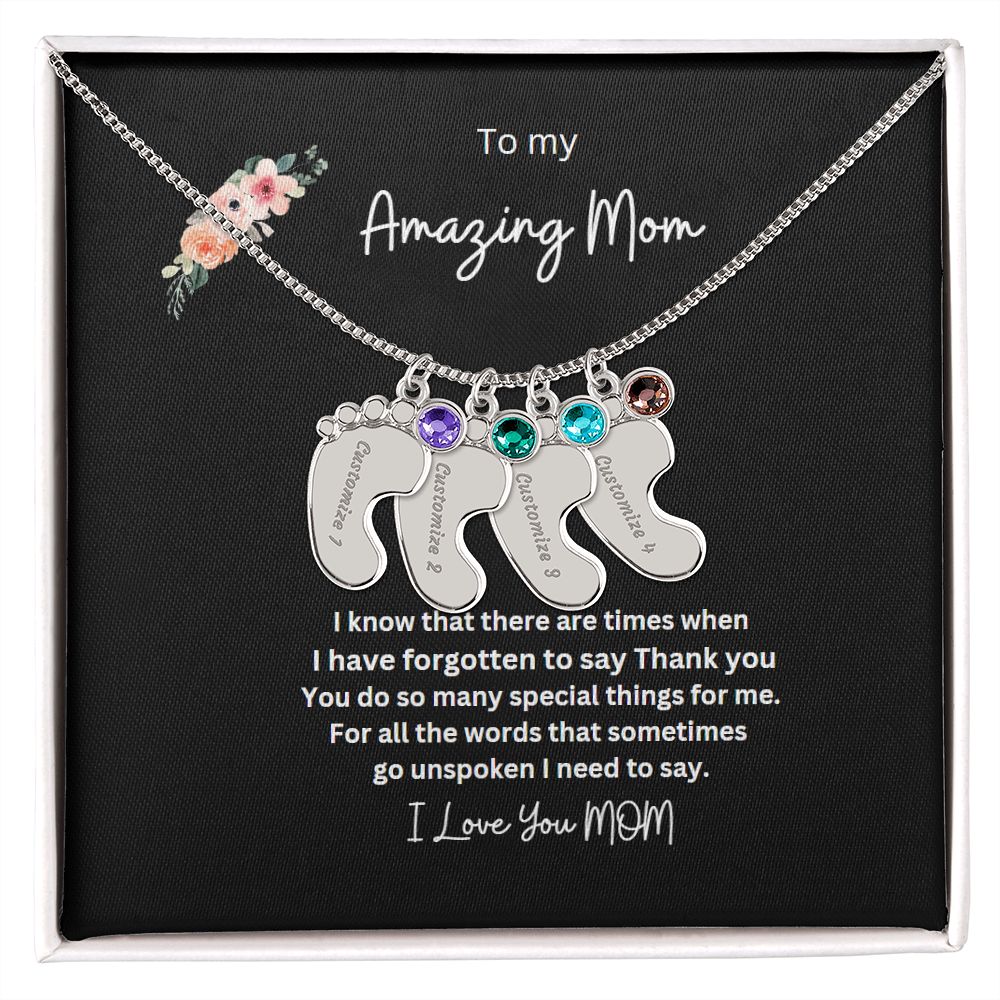 Engraved Baby Feet Necklace  Now 50 % off