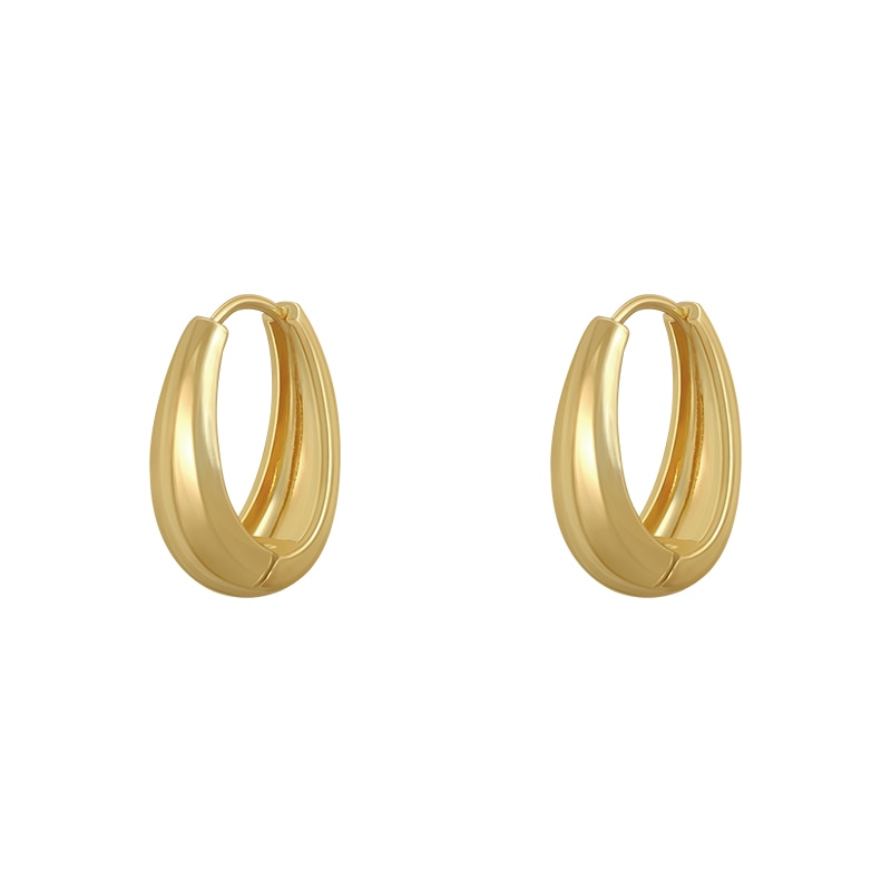 2020 New Classic Copper Alloy Smooth Metal Hoop Earrings For Woman Fashion Korean Jewelry Temperament Girl&#39;s Daily Wear Earrings