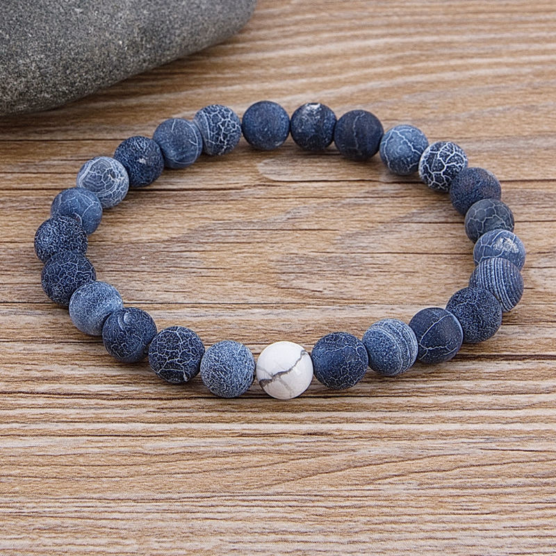 TYO Custom Female Male Marble Bead Tiger Eye Bead Blue Bead Lava Natural Stone Bead Bracelet Wide 8MM Stone Handmade Jewelry