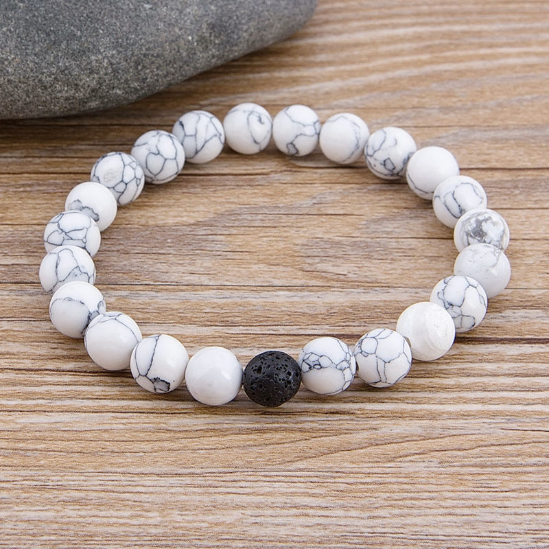 TYO Custom Female Male Marble Bead Tiger Eye Bead Blue Bead Lava Natural Stone Bead Bracelet Wide 8MM Stone Handmade Jewelry