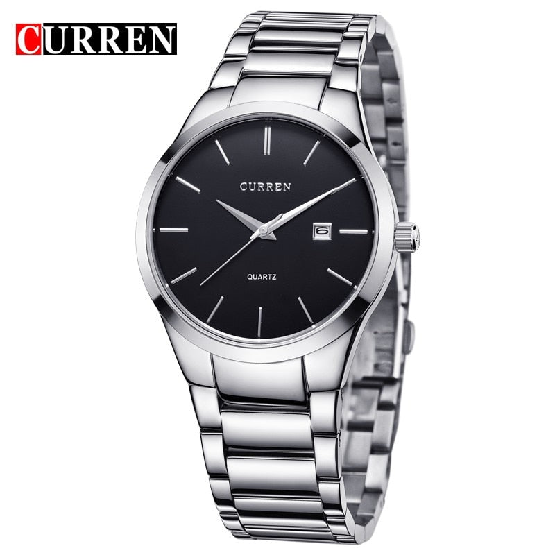 black Curren Top Brand Business Men Male Luxury Watch Casual Full steel Calendar Wristwatches quartz watches relogio masculino