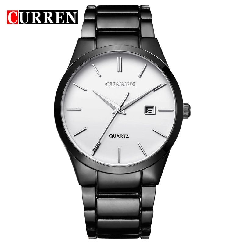 black Curren Top Brand Business Men Male Luxury Watch Casual Full steel Calendar Wristwatches quartz watches relogio masculino