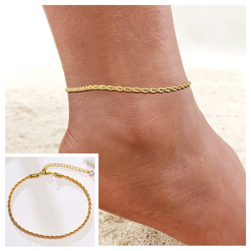 Snake Chain Anklet for Women Girls Adjustable Summer Beach Chain Anklet Bracelet Mother&#39;s Day Gifts Stainless Steel Not Allergic