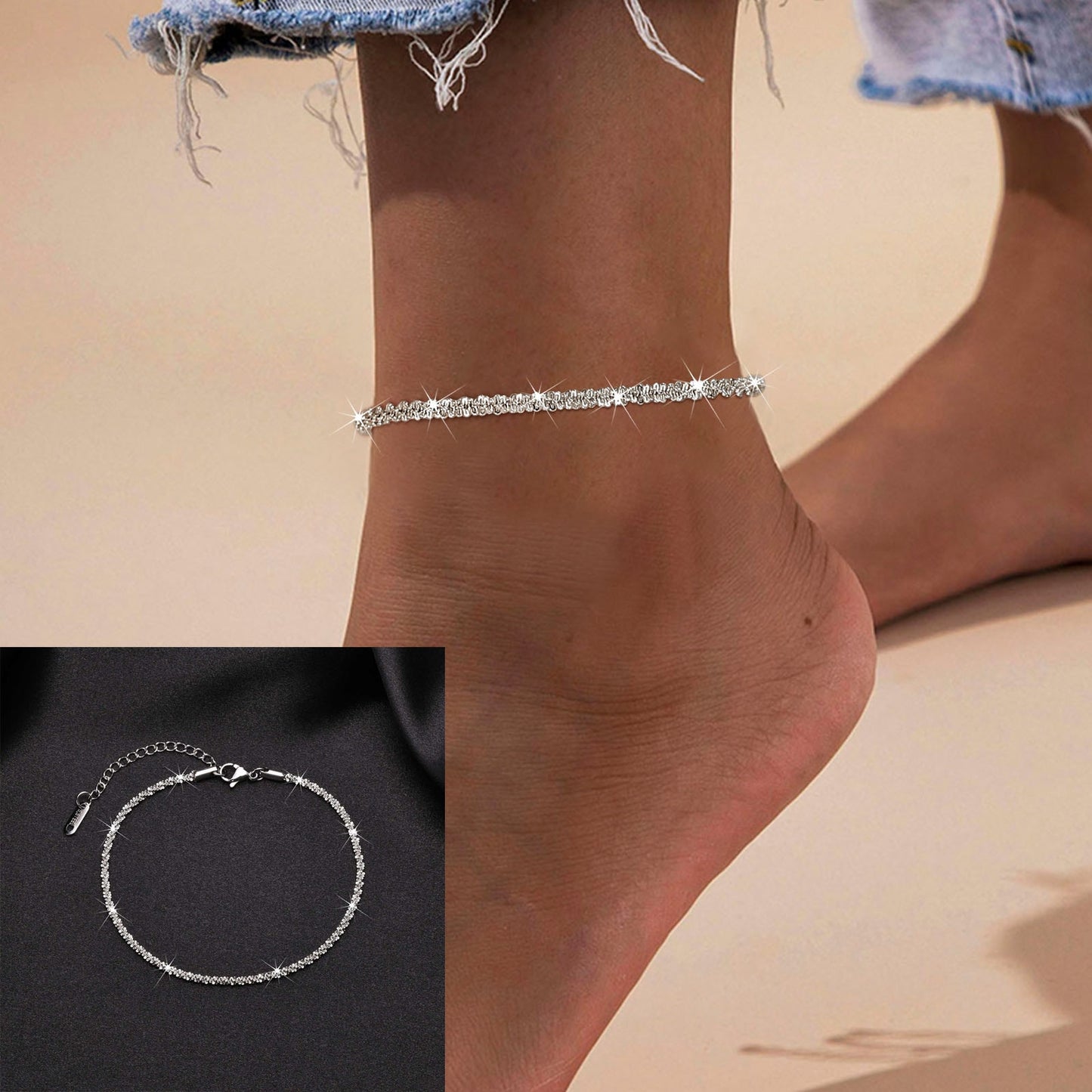 Snake Chain Anklet for Women Girls Adjustable Summer Beach Chain Anklet Bracelet Mother&#39;s Day Gifts Stainless Steel Not Allergic