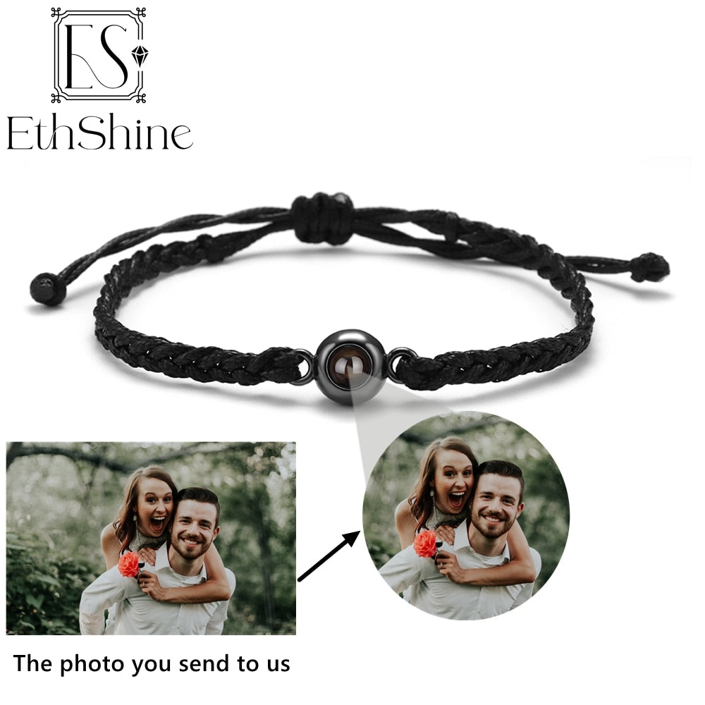 Personalized Circle Photo Projection Bracelet - Couples  Custom Jewelry  Lover Family Keepsake