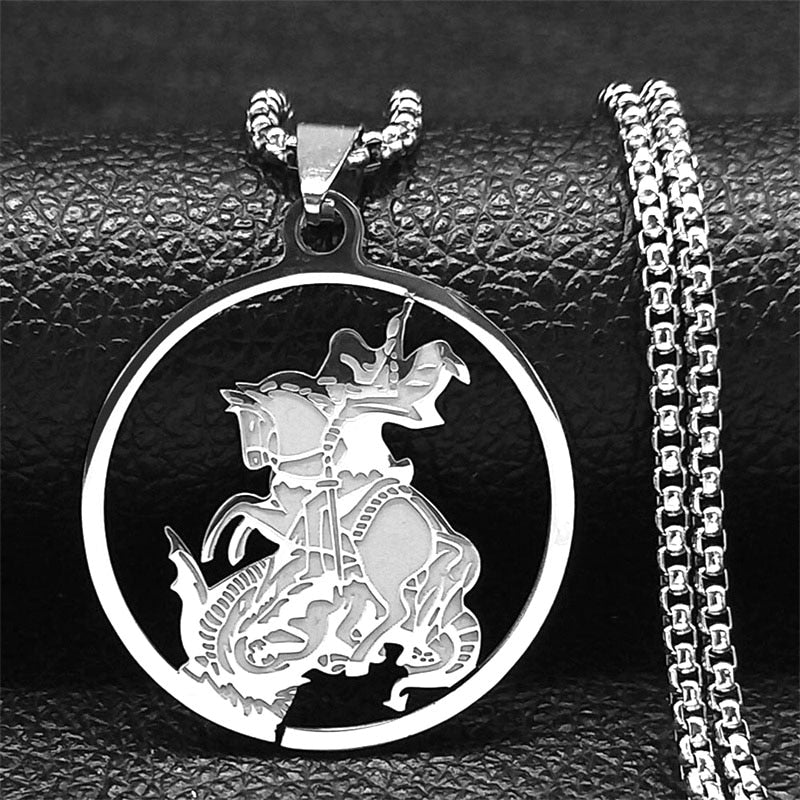 Seven Archangels Amulet Stainless Steel Necklaces Men Seal of Solomon Talisman Christian Protection Jewelry collar hombre N1162